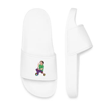Personnage de dessin animé coloré sur le vélo - Claquettes enfant - blanc - Devant
