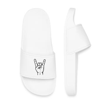 Signe de la main de roche – symbole des cornes en métal - Claquettes enfant - blanc - Devant