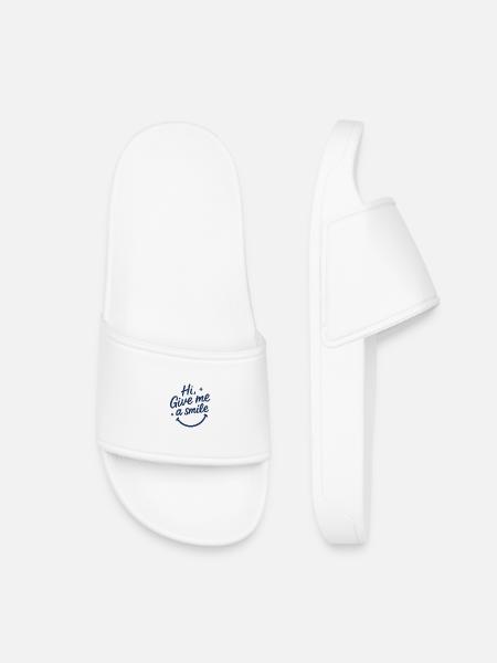 Hi, Give Me a Smile — Playful Hand-Lettered Tee - Kids’ Pool Sliders - white