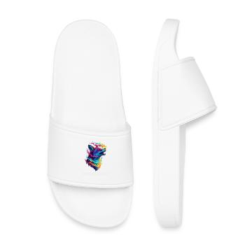 Neon Wolf Flame Spell - Kids’ Pool Sliders - white - Front