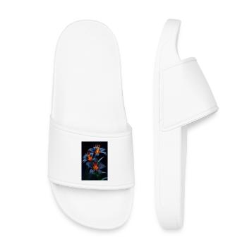 Lys bleus avec floraison nocturne centrale orange - Claquettes enfant - blanc - Devant