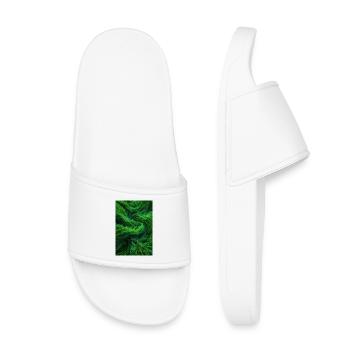 Tourbillons de fourrure émeraude - Claquettes enfant - blanc - Devant