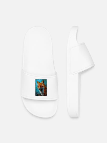 Illustration of a fox - Kids’ Pool Sliders - white