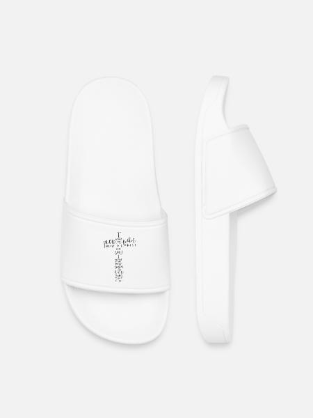 Cross of Faith Manuscript Text - Kids’ Pool Sliders - white