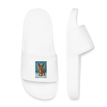 Renne au nez rouge dans la forêt d’hiver - Claquettes enfant - blanc - Devant