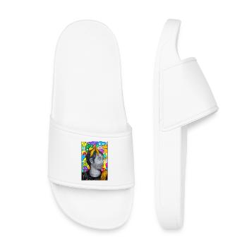 Portrait en niveaux de gris au milieu d’une foule colorée - Claquettes enfant - blanc - Devant