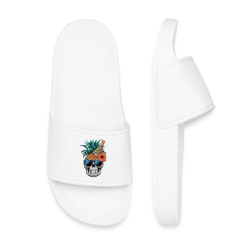 Pineapple Skull Party Summer Beach Festival - Kids’ Pool Sliders - white - Front