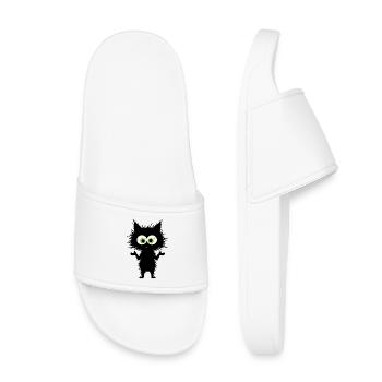 Chat Noir Drôle - Haussement d’Épaules - Peu importe - Claquettes enfant - blanc - Devant