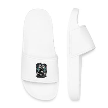 Jumeaux gothiques et chat noir - Claquettes enfant - blanc - Devant