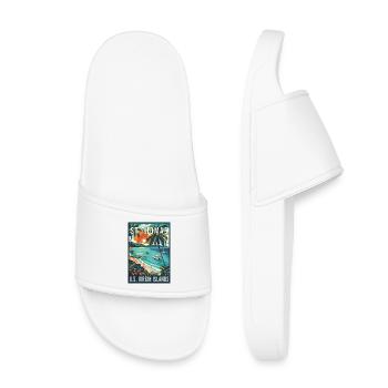 Entdecken Sie St. Thomas Tropical Vintage Travel Art - Kinder Badelatschen - Weiß - Vorne