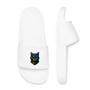 Cat Low Poly - Geometric Mesh Polygonal Art Desig - Kids’ Pool Sliders - white - Front