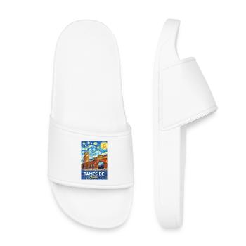 Tameside England Cloud swirl and brick - Kids’ Pool Sliders - white - Front