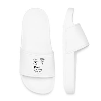 Pommes Deev Möw – Lustiger Plattdeutsch Spruch Möw - Kids’ Pool Sliders - white - Front