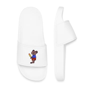 Bär Teddy  Eiskrem  Eis Kind - Kinder Badelatschen - Weiß - Vorne