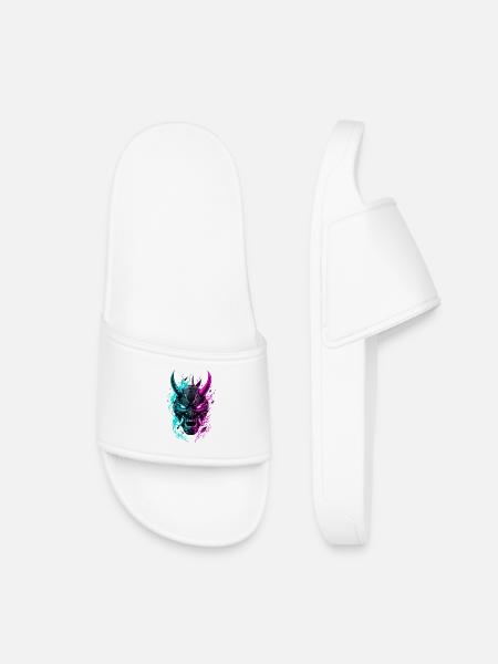 Neon Cyber Oni Mask - Kids’ Pool Sliders - white