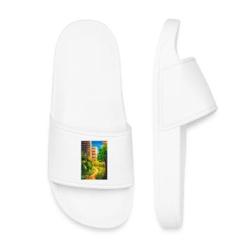 Green route between skyscrapers - Kids’ Pool Sliders - white - Front