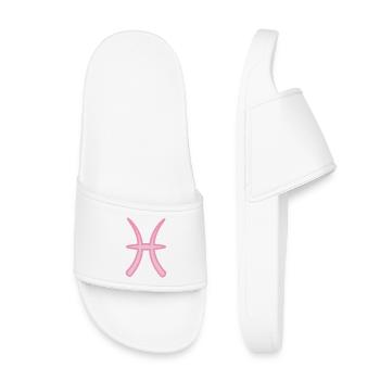 Pisces Zodiac Sign Symbol Pastel Pink - Kids’ Pool Sliders - white - Front