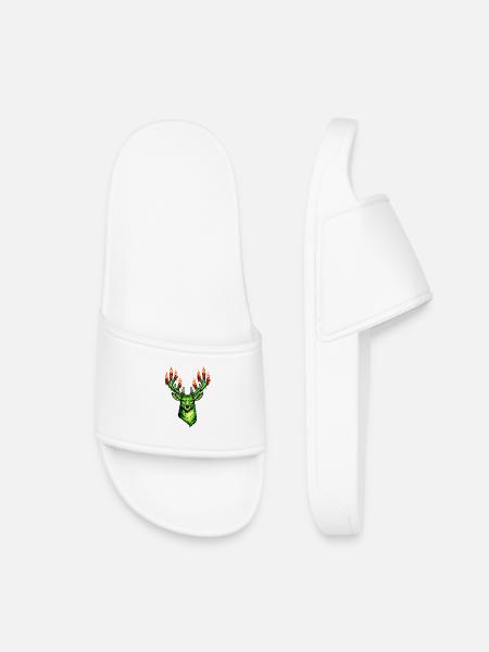 grüner Weihnachtshirsch mit Kerzen - Kinder Badelatschen - Weiß