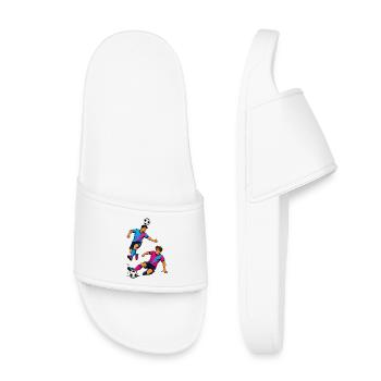 Soccer Duel Neon Silhouette Player - Kids’ Pool Sliders - white - Front