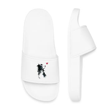 Border Collie Watercolor Heart Dog Gift - Kids’ Pool Sliders - white - Front