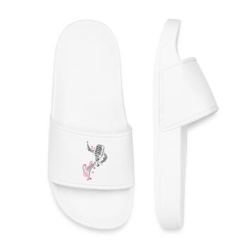 Retro microphone with music notes and clef. - Kids’ Pool Sliders - white - Front