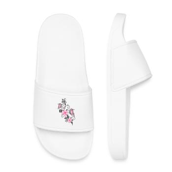 Kirschblüten und Schmetterlinge, Frühlingsblüten. - Kinder Badelatschen - Weiß - Vorne