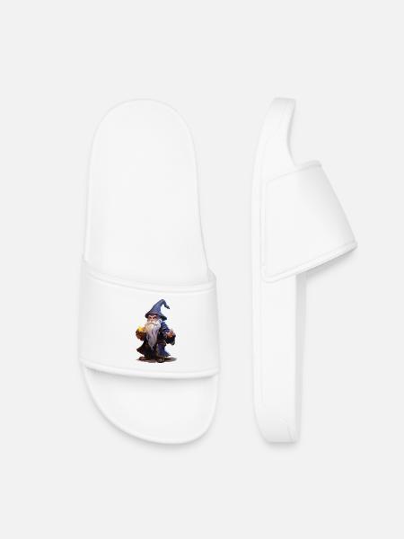 Cartoon Magician with Long Beard – Fantasy RPG - Kids’ Pool Sliders - white