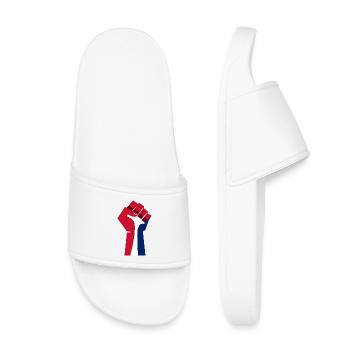 Le poing levé (rouge, blanc, bleu) - Claquettes enfant - blanc - Devant
