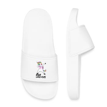 Logo Rave Unicorns Black Text - Kids’ Pool Sliders - white - Front