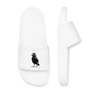 Corbeau, Corbeau, Oiseau, Corbeau Corbeau, Choucas, Corbeau noir - Claquettes enfant - blanc - Devant