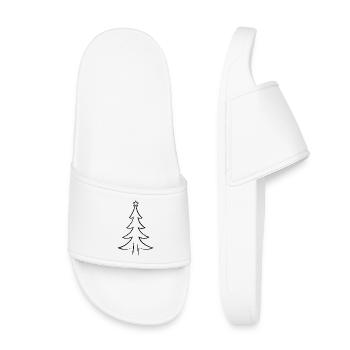 Minimalistischer geometrischer Tannenbaum - Kinder Badelatschen - Weiß - Vorne