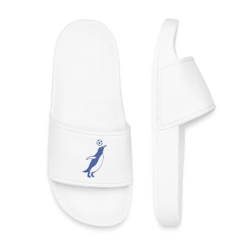 Minimalist Penguin Soccer Player Soccer Player - Kids’ Pool Sliders - white - Front