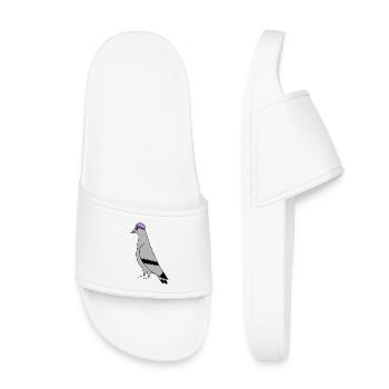 Pigeon with Beanie – Urban Minimal Illustration - Kids’ Pool Sliders - white - Front