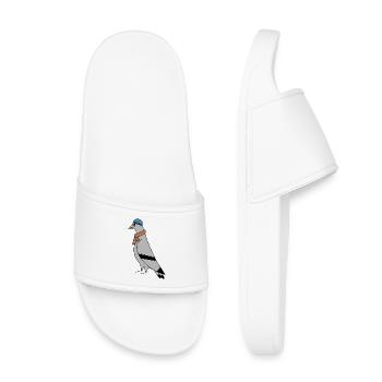 Pigeon Beanie Scarf – Urban Minimal Illustration - Kids’ Pool Sliders - white - Front