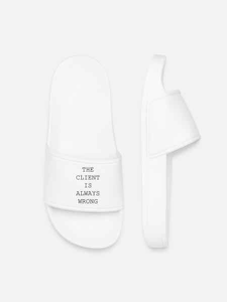 The Client Is Always Wrong – Designer & Freelancer - Kids’ Pool Sliders - white