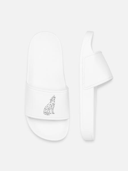 Wolf Call Wolf Contour Silhouette - Kids’ Pool Sliders - white