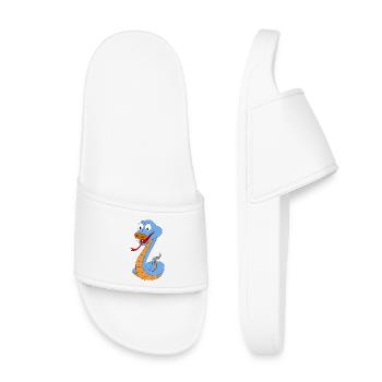Playful Snake Cartoon Design - Kids’ Pool Sliders - white - Front