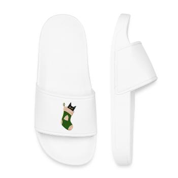 Cat in green boot - Kids’ Pool Sliders - white - Front