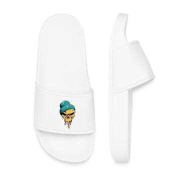 Totenkopf Skelett Style Urban - Kinder Badelatschen - Weiß - Vorne