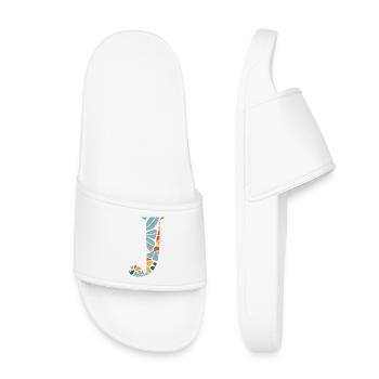 Lettre j fleurs groovy idée cadeau  - Claquettes enfant - blanc - Devant