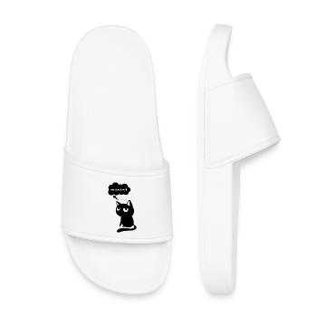 Chat drôle « Ne me touche pas » - Claquettes enfant - blanc - Devant