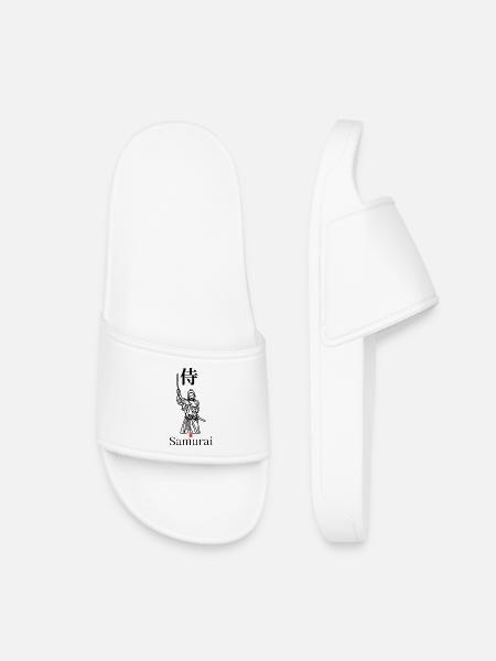 Samurai Symbol Minimal Schwarz Weiß Rot - Kinder Badelatschen - Weiß