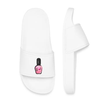 pink nail polish in graffiti style with heart - Kids’ Pool Sliders - white - Front