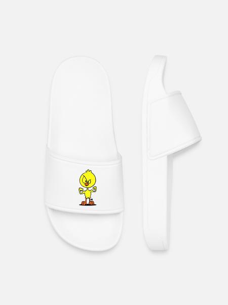 Defiant Duck Cartoon Illustration - Kids’ Pool Sliders - white