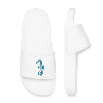 cute blue seahorse in comic style - Kids’ Pool Sliders - white - Front