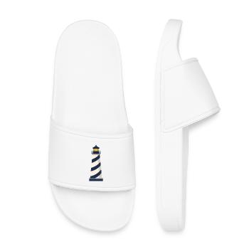 Lighthouse Line Icon Coastal Beacon Vector Symbol  - Kids’ Pool Sliders - white - Front