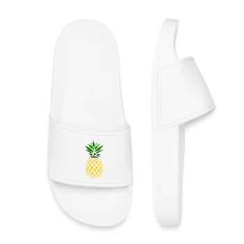 Ananas Tropenprint  - Kinder Badelatschen - Weiß - Vorne