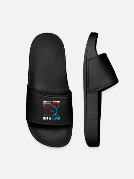 Wisdom Clock with Compass Motif - Kids’ Pool Sliders - black