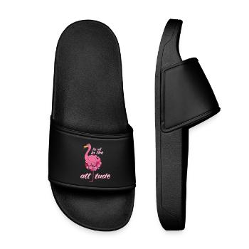 Flamingo - Kinder Badelatschen - Schwarz - Vorne