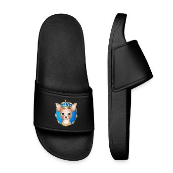 chien chihuahua royal avec couronne d’or - Claquettes enfant - noir - Devant